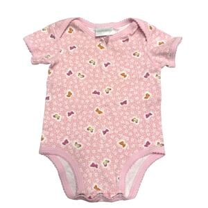 Vintage Carters Pink Butterfly Floral One Piece Bodysuit Infant Girl 0-3M Y2K